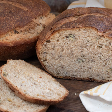 Seedy Whole-Wheaty Sourdough Sandwich Bread