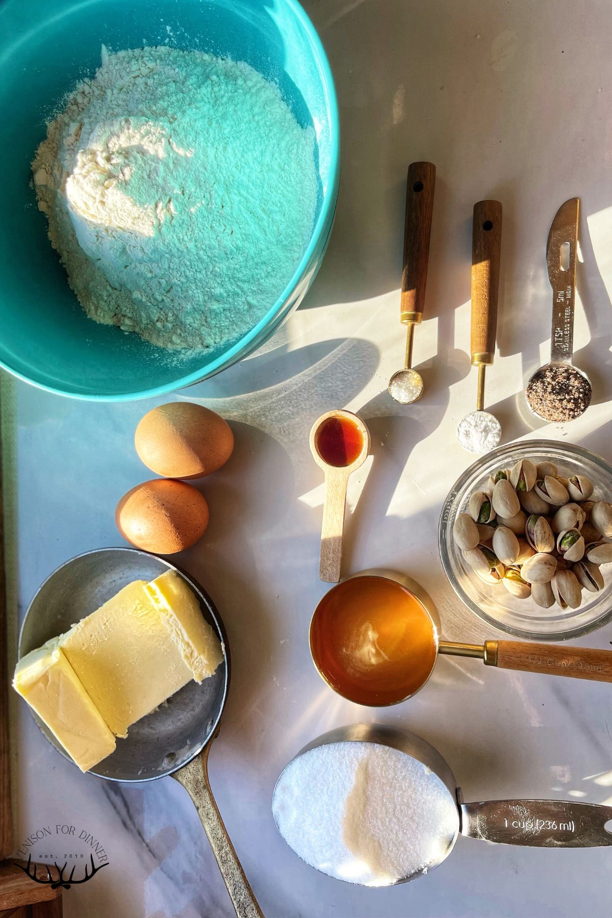 Honey cardamom cookie ingredients.
