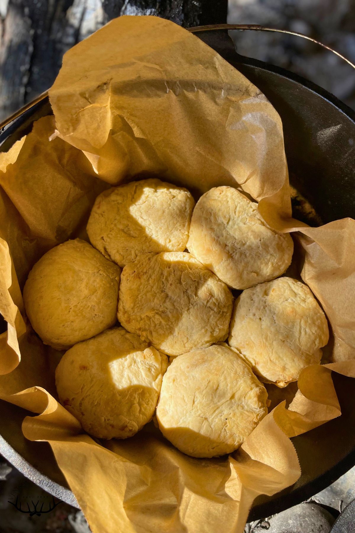 Campfire biscuits ready to eat.