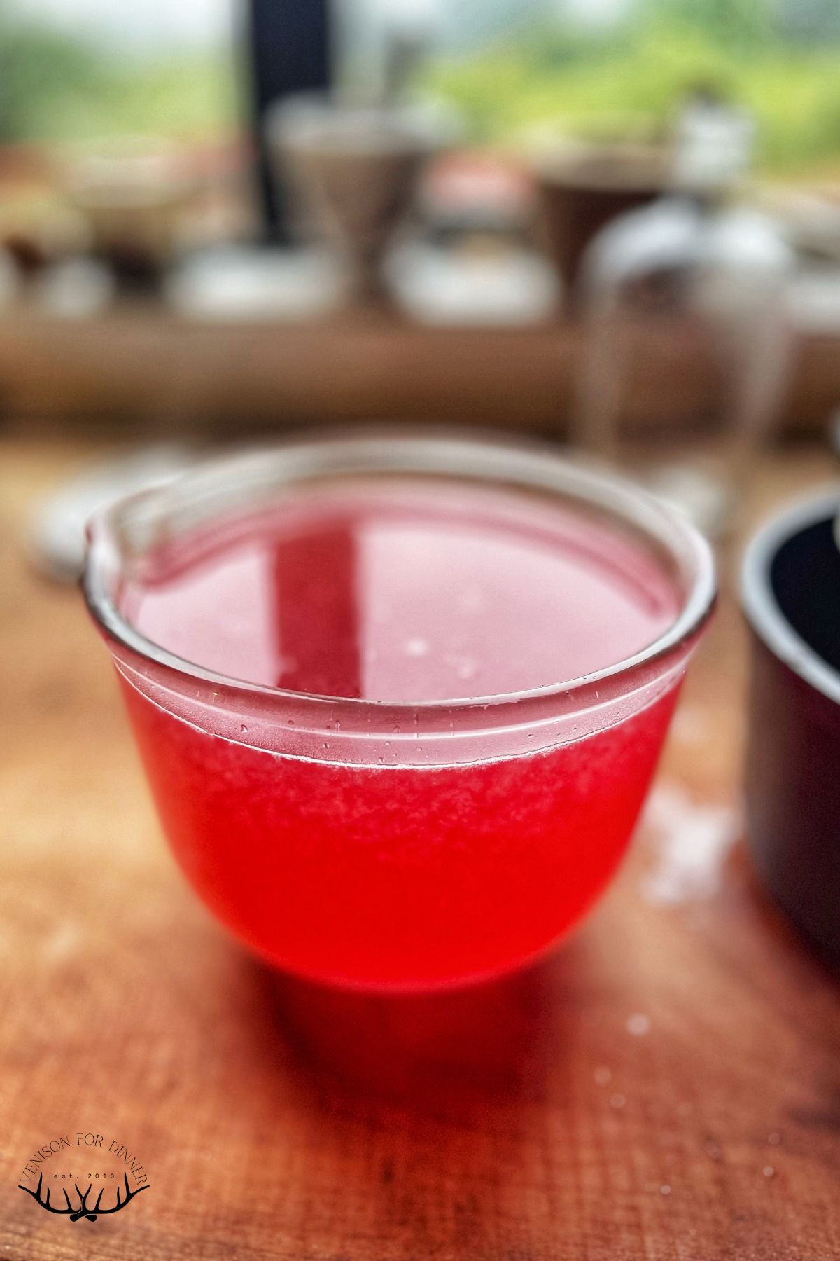 Raspberry tea in a glass.
