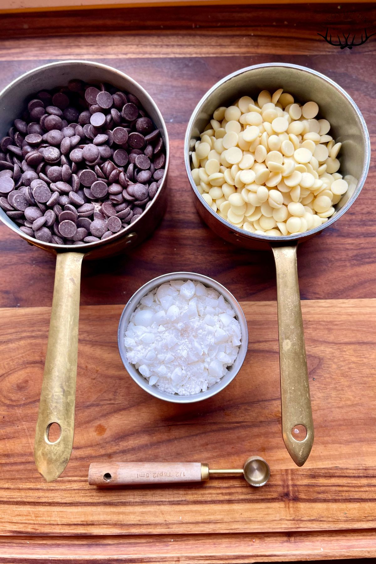 Ingredients for dye-free peppermint bark.