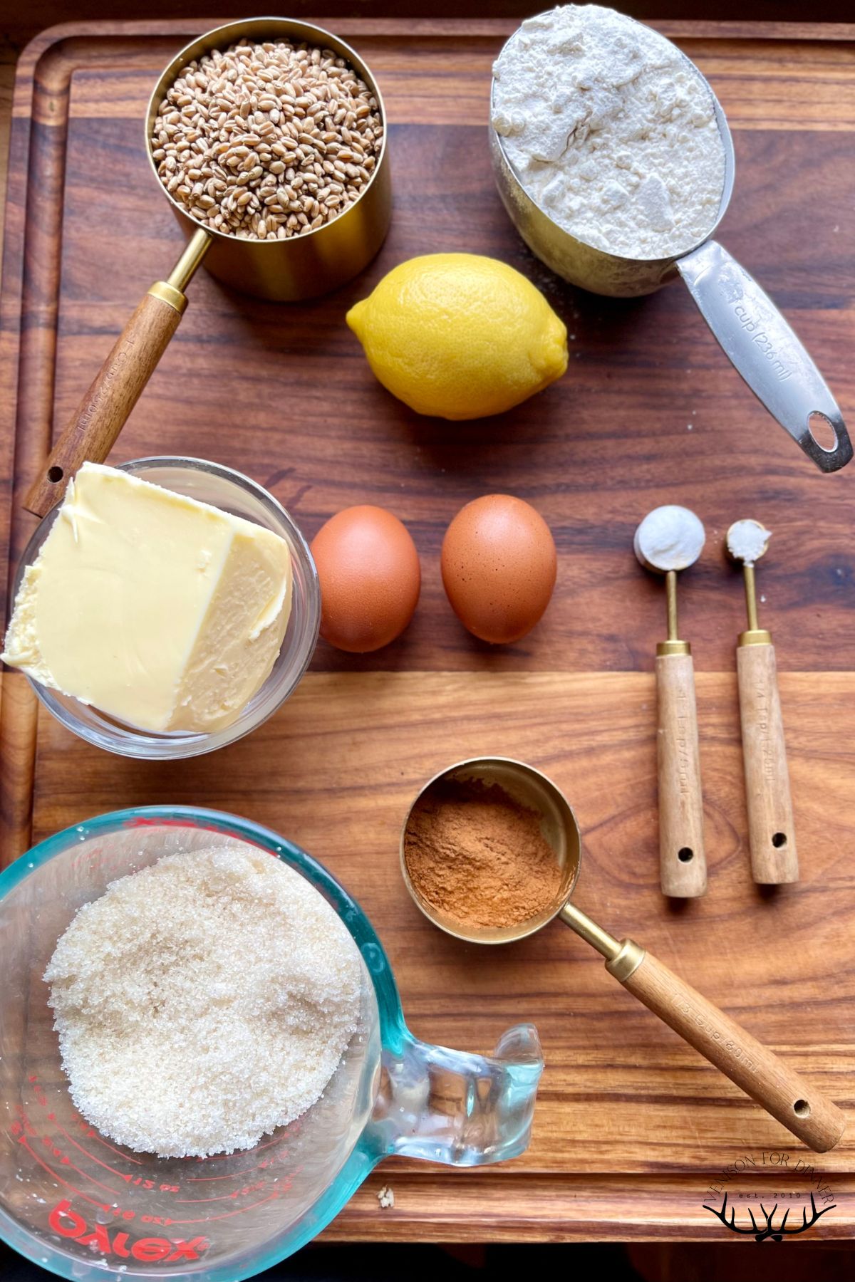Ingredients for whole wheat snickerdoodles.