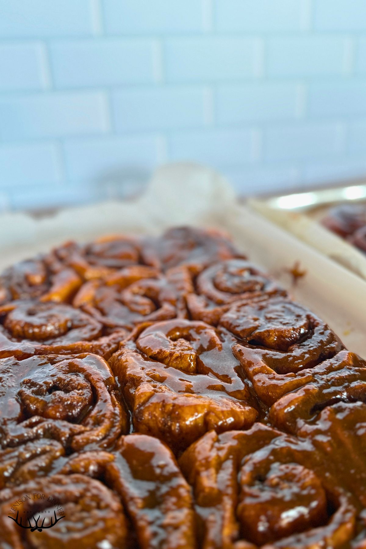Pan of homemade healthy sticky buns.