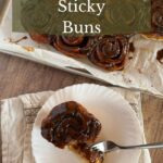 Healthy sticky bun on a white plate.