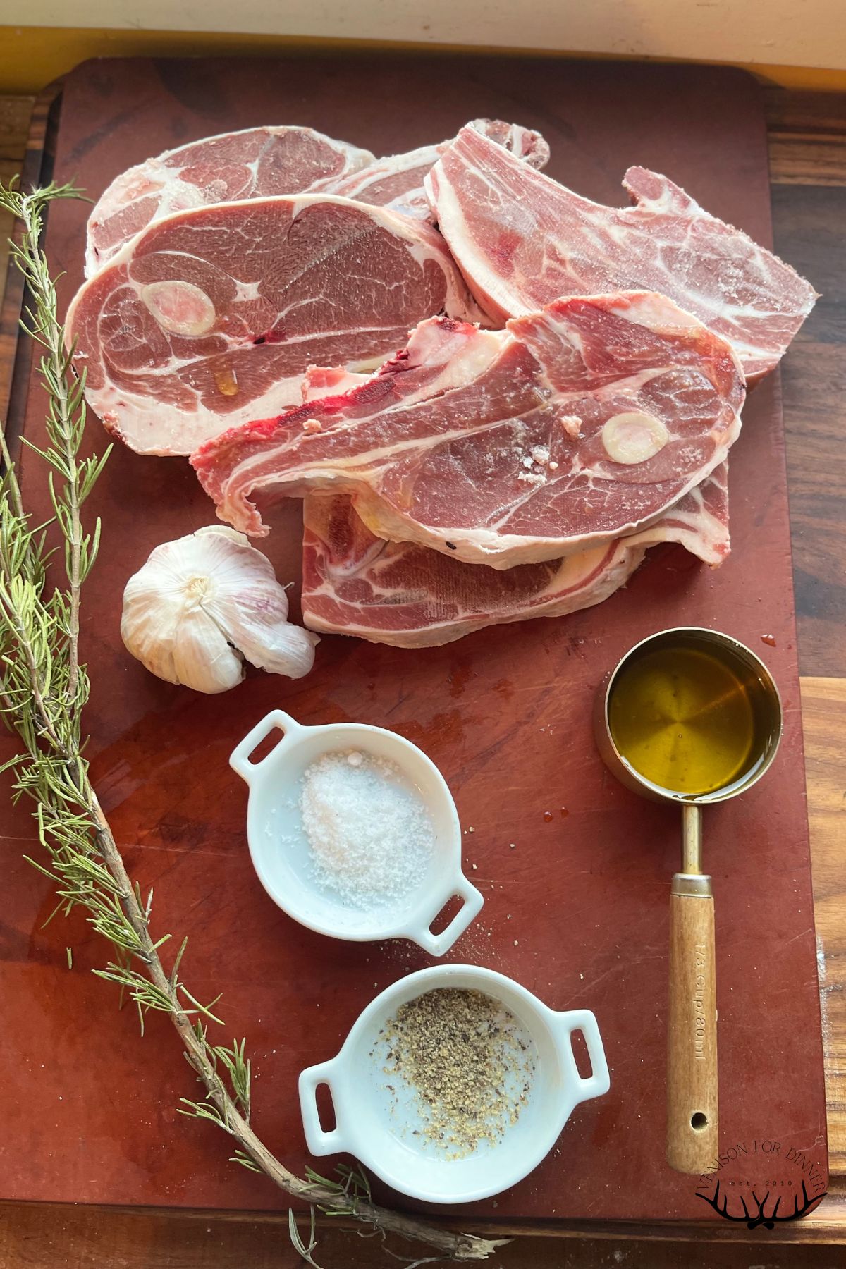 Ingredients for Dutch oven lamb chops.