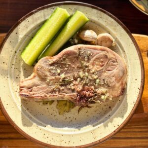 Roasted lamb chop ready to serve.