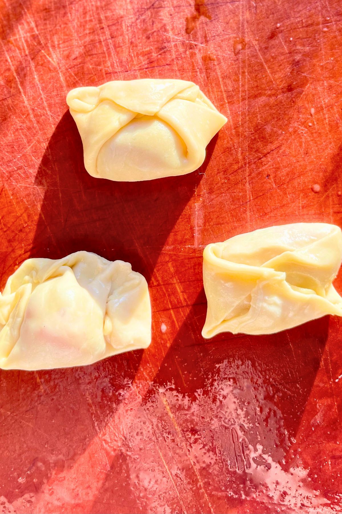 Folded won tons.
