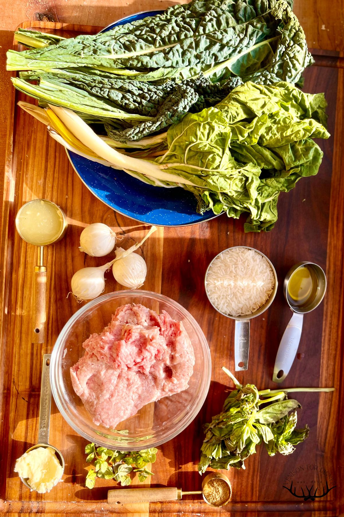 Ingredients to make homemade pork dolmades.