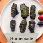 Homemade dolmades in kale leaves.