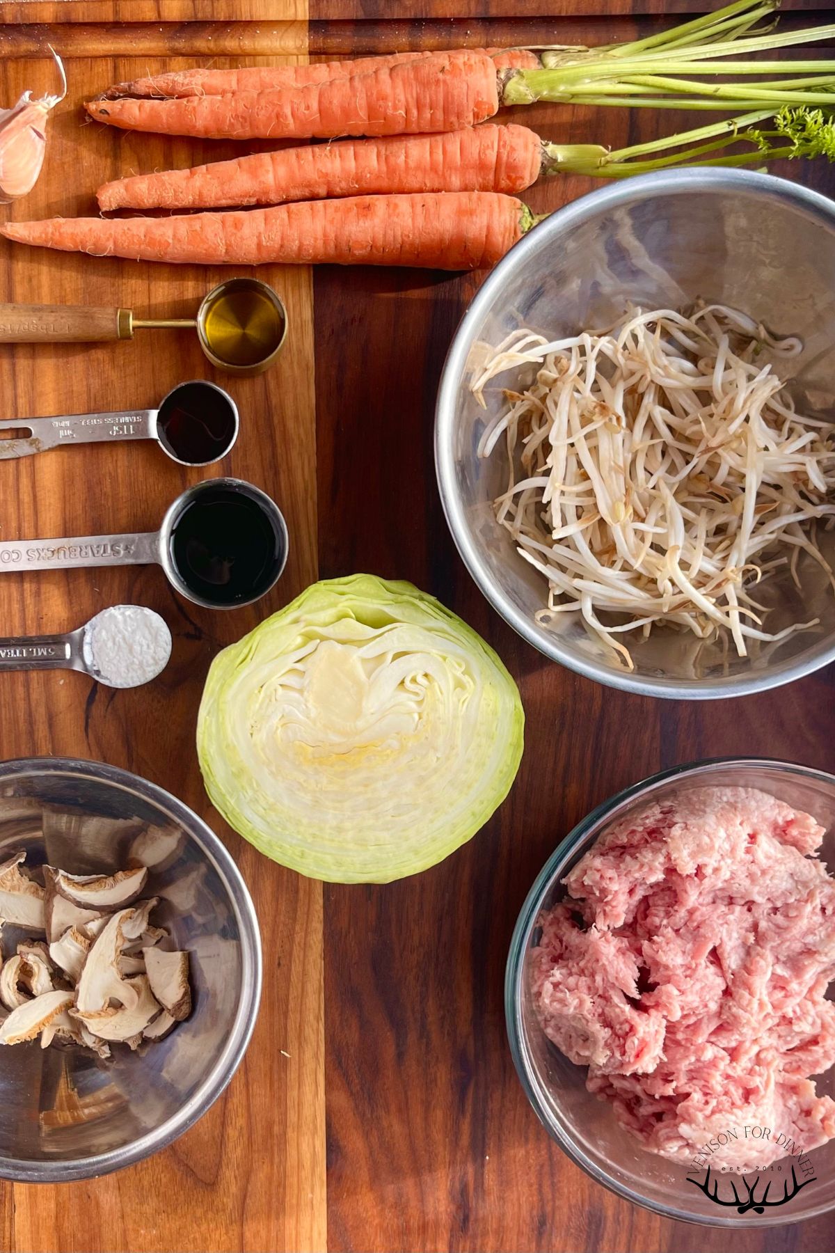 Ingredients for pork spring rolls.