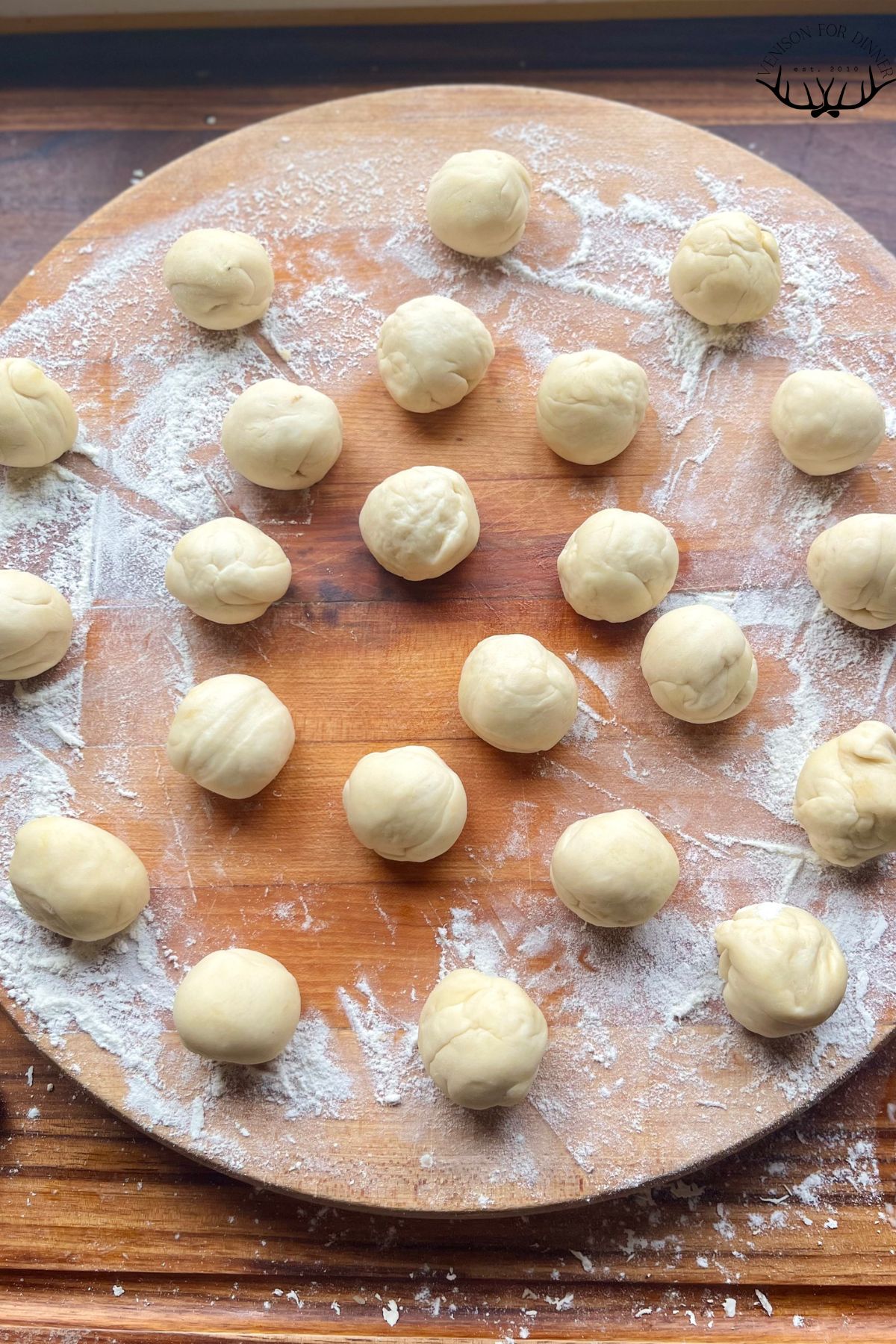 Dough split into 24 equal balls.