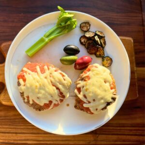 Two servings of venison (veal) parmesan).
