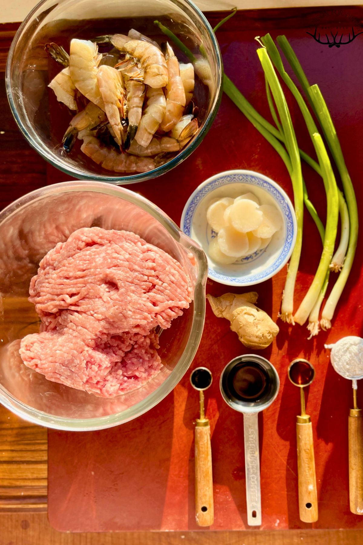 Ingredients for homemade wontons.