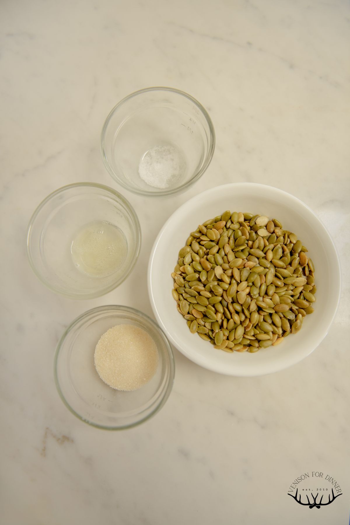 Ingredients to make candied pepitas.