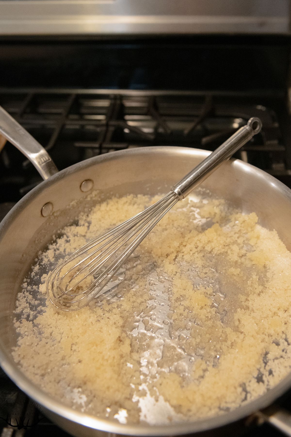 Sugar in a saucepan.