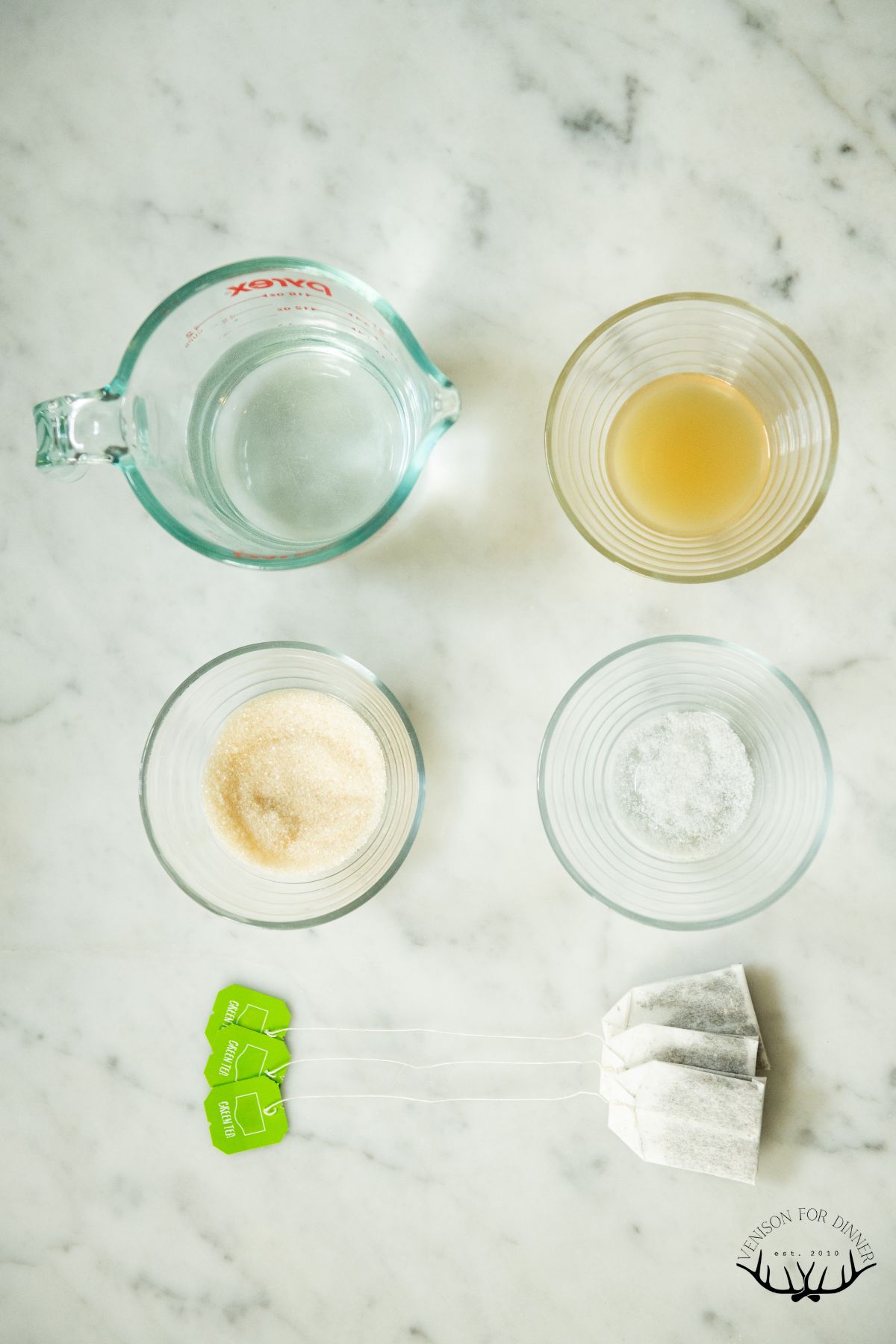 Ingredients for cold brew green tea.