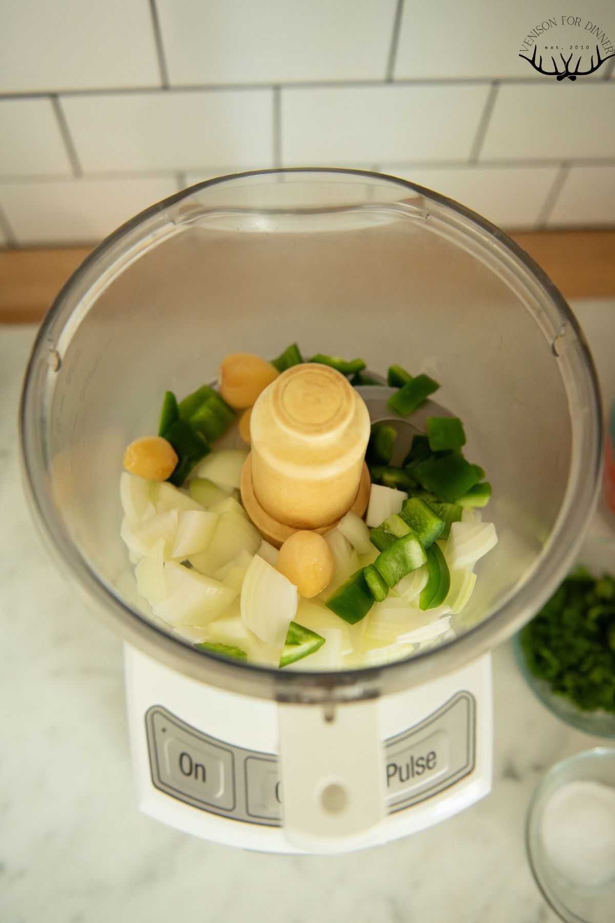 Garlic and onions in a food processor.