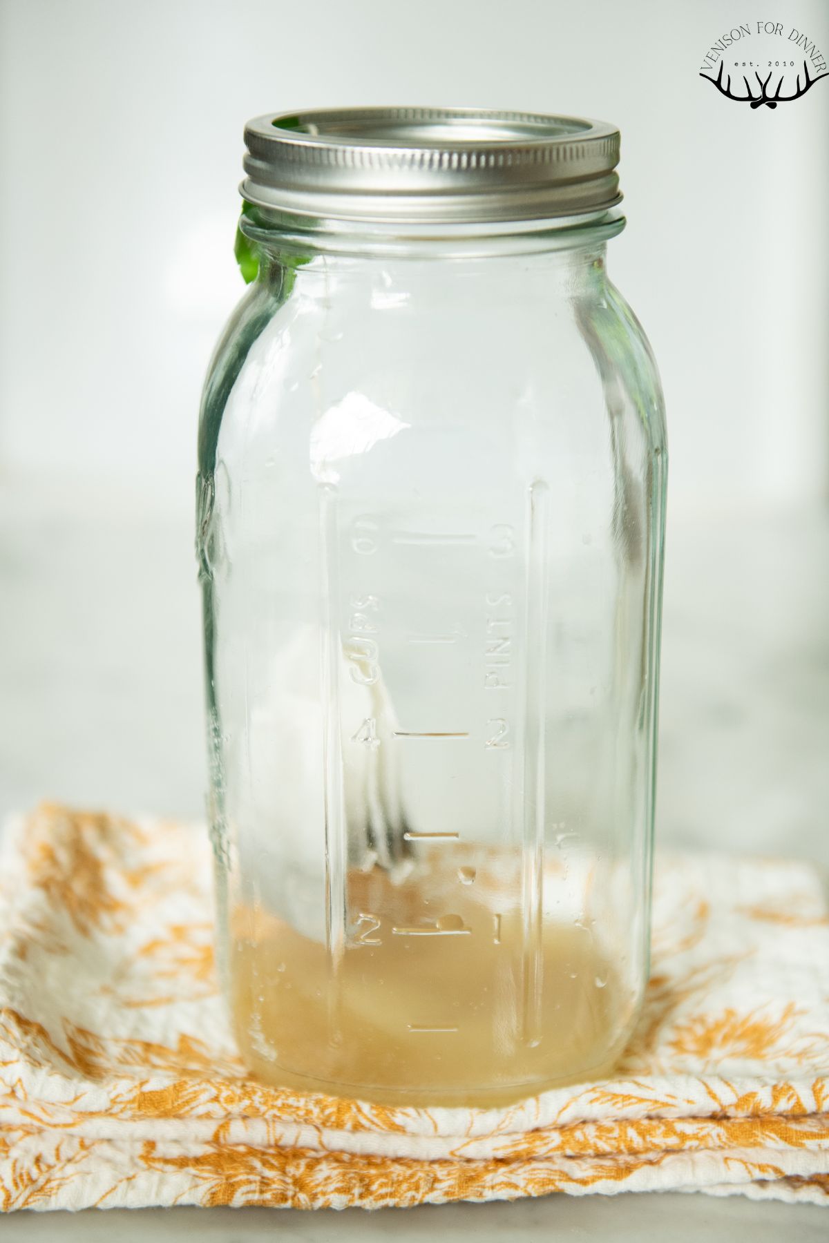 Green tea bags and honey in a large jar.