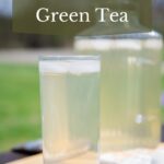 Iced green tea in a glass to serve.