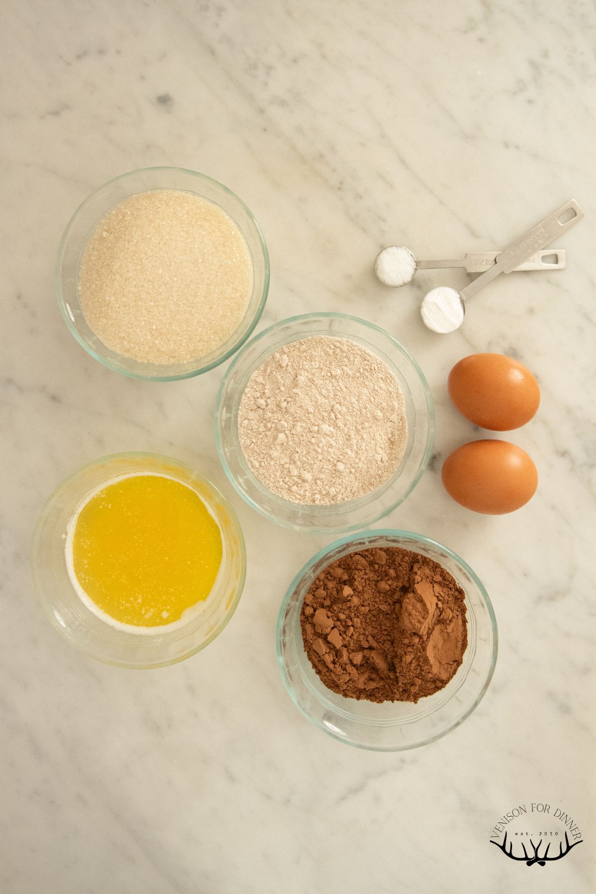 Ingredients to make whole wheat brownies.