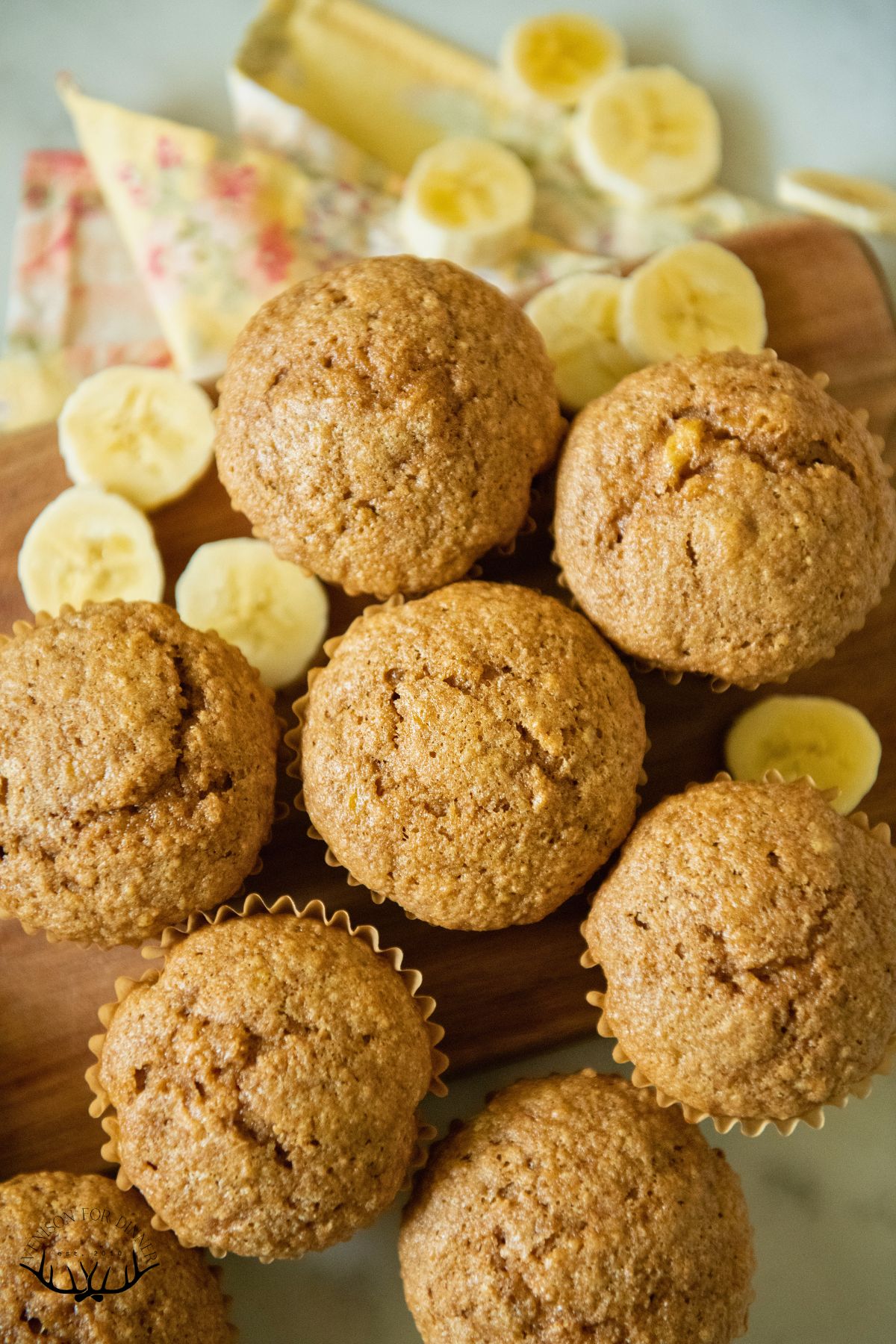 A batch of banana spelt muffins.