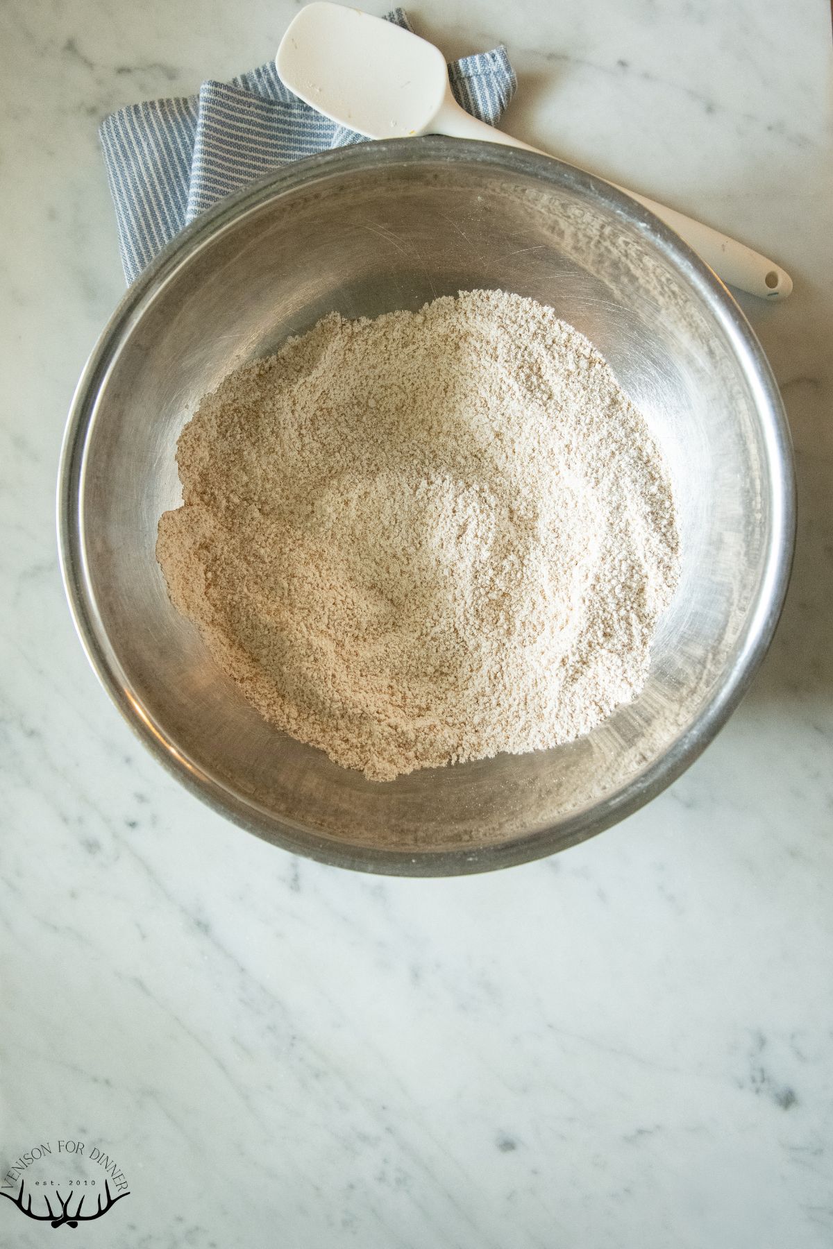Spelt flour whisked into other dry ingredients.