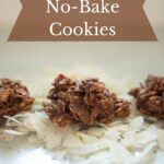 Chocolate Coconut No-Bake Cookies on a pile of coconut.