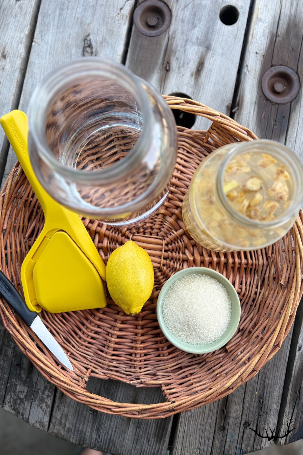 Ingredients for ginger lemonade.