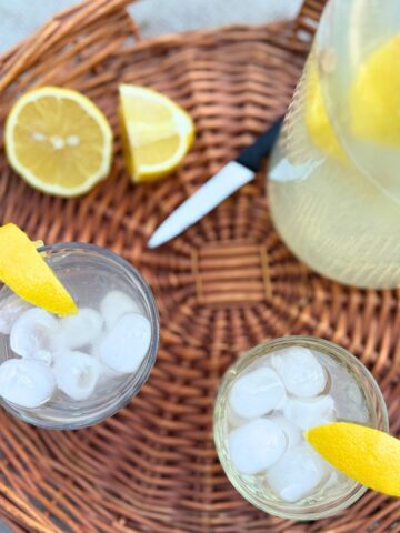 Two glasses of homemade probiotic lemonade.