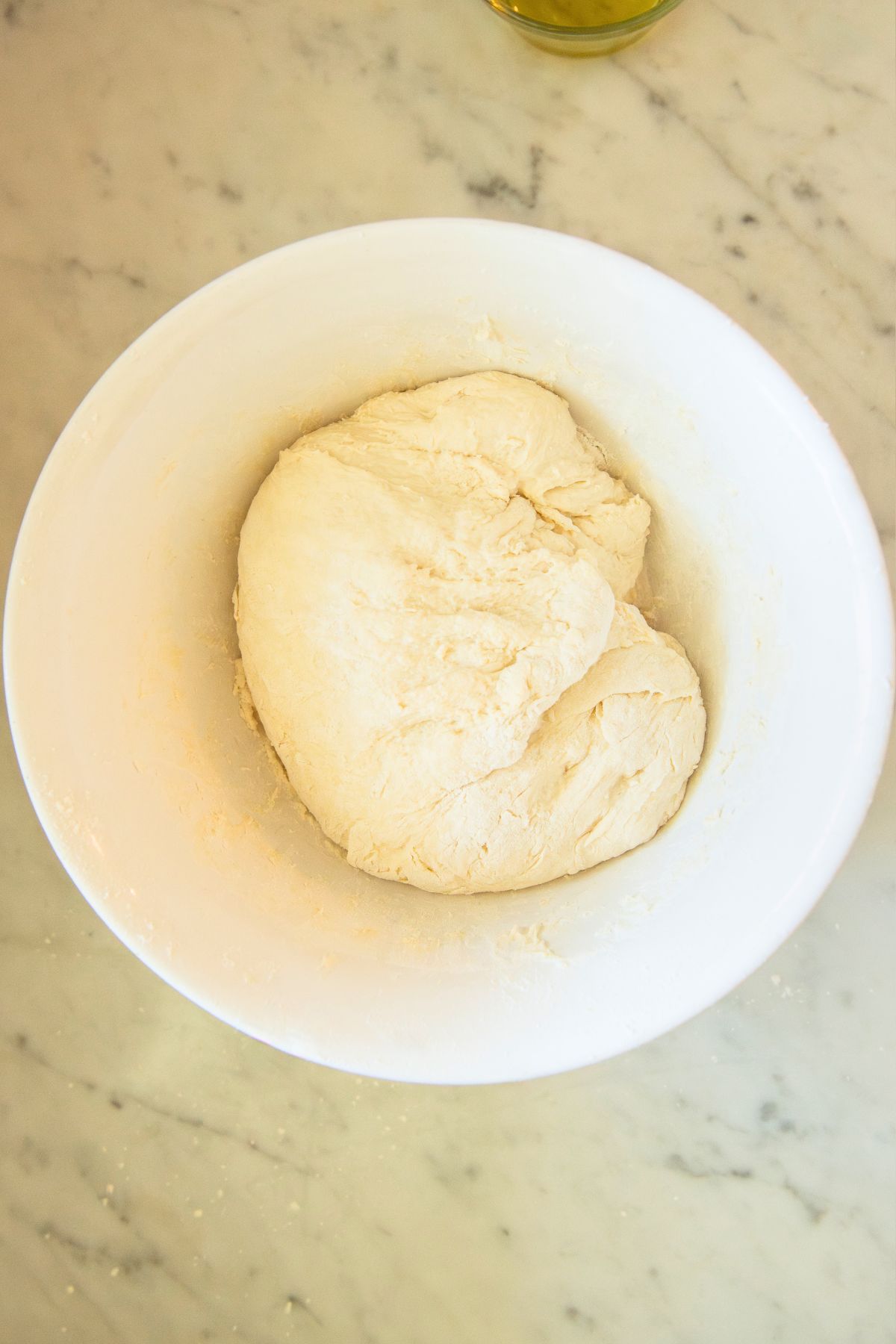Mixed up focaccia dough.