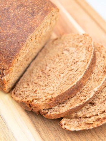 Slices of brown molasses bread.