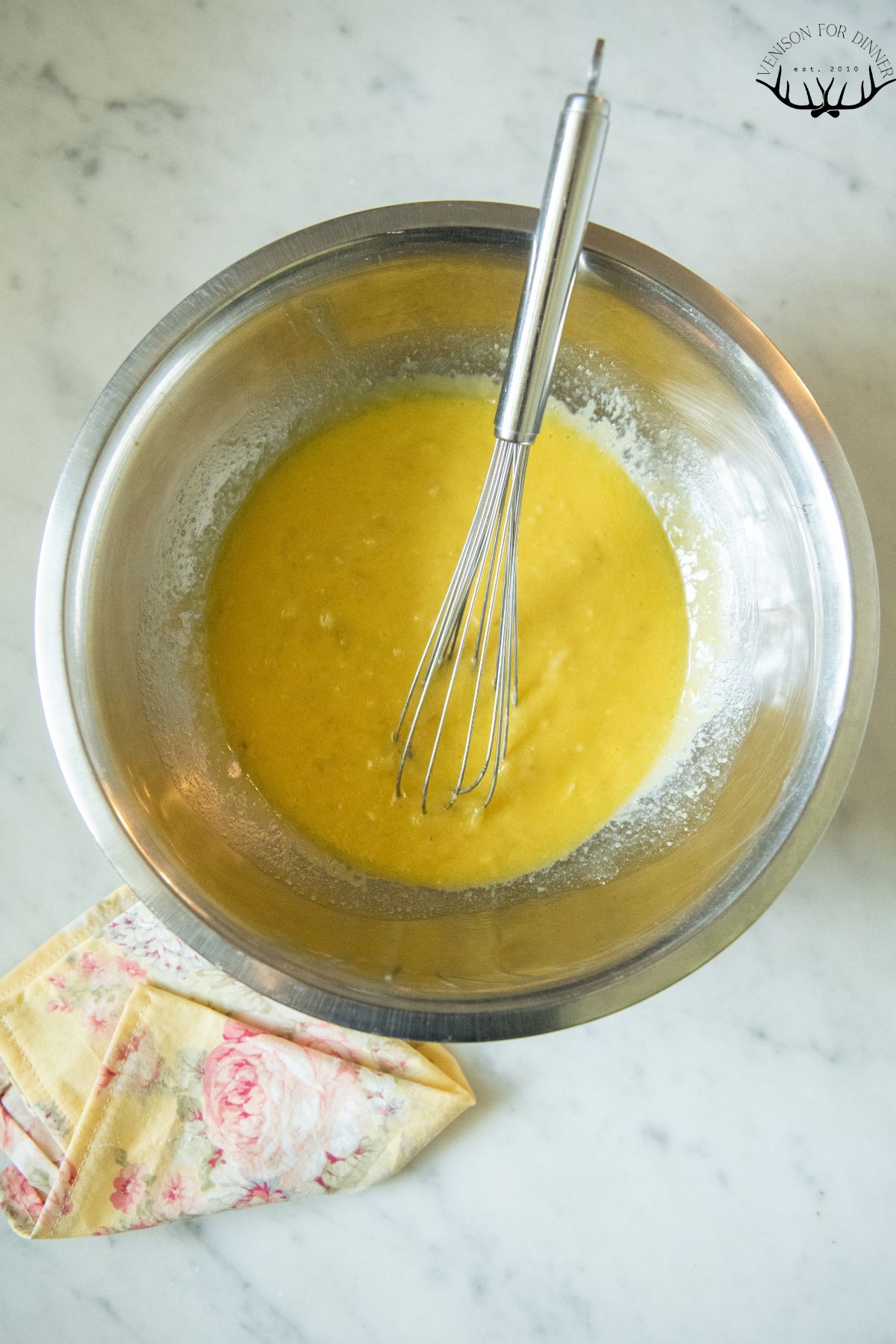 Wet ingredients for banana spelt muffins.