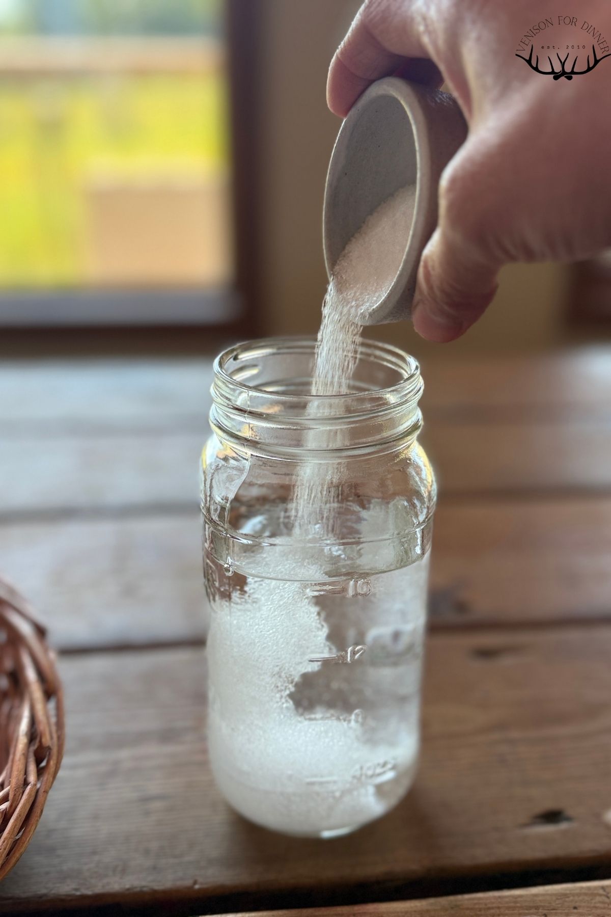 Making brine for fermented carrots.