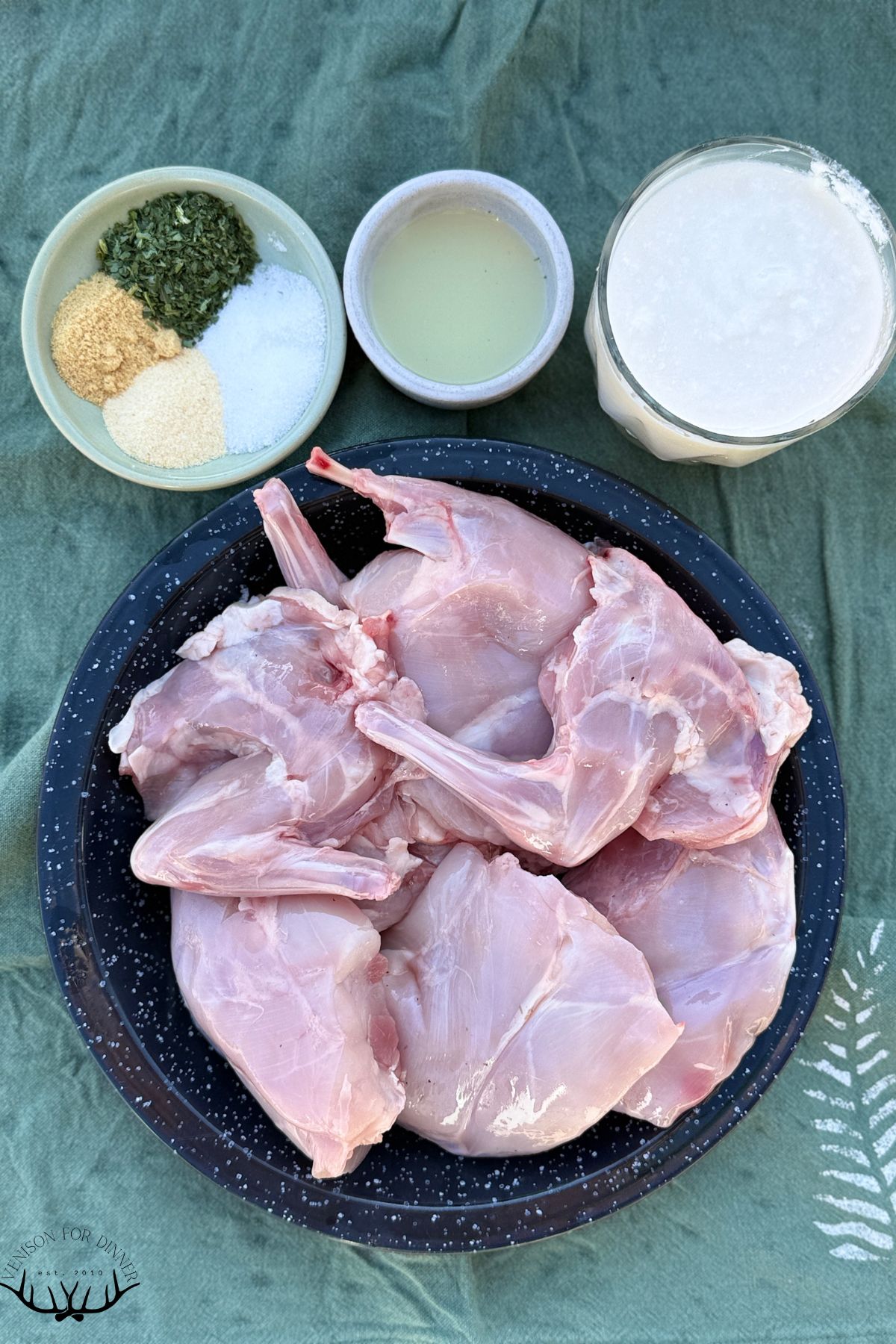 Ingredients for marinated grilled rabbit.