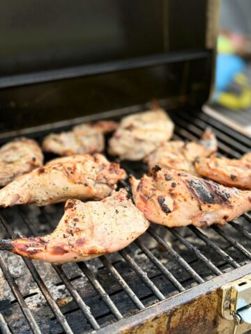 Rabbit legs on a grill.