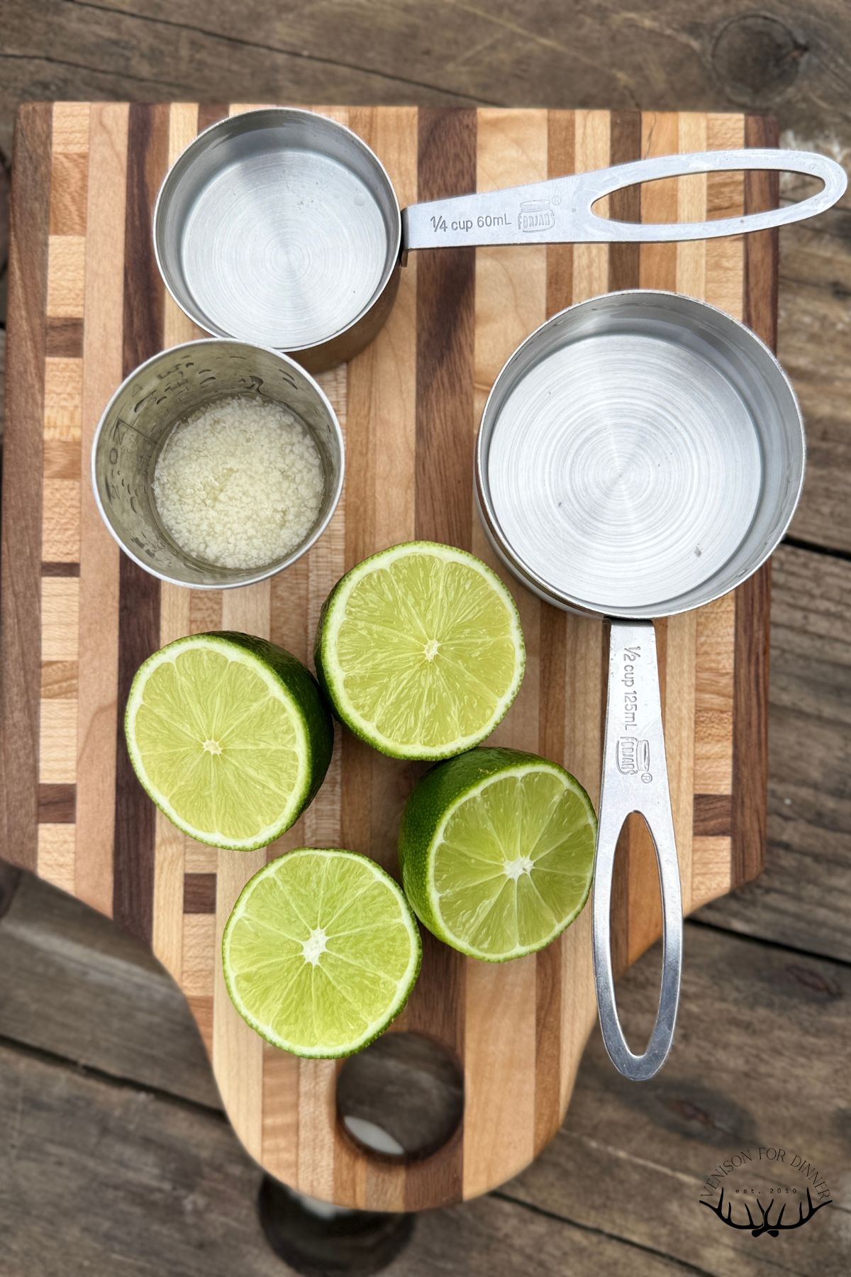 Ingredients to make honey lime margaritas.