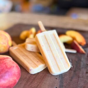 Sour cream peach popsicles to eat.