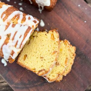Sliced peach bread.