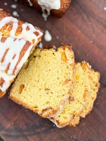 Sliced peach bread.