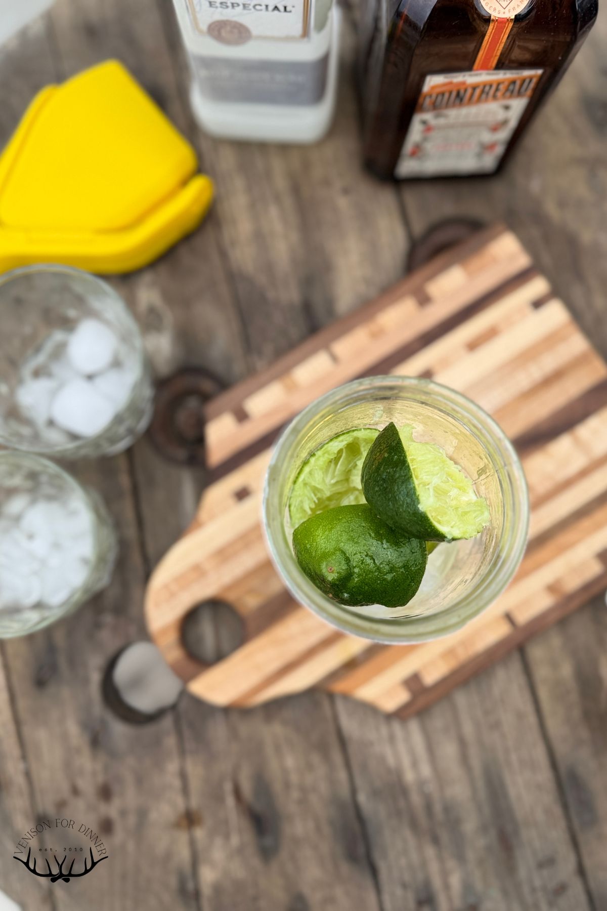 Spent limes in a jar.