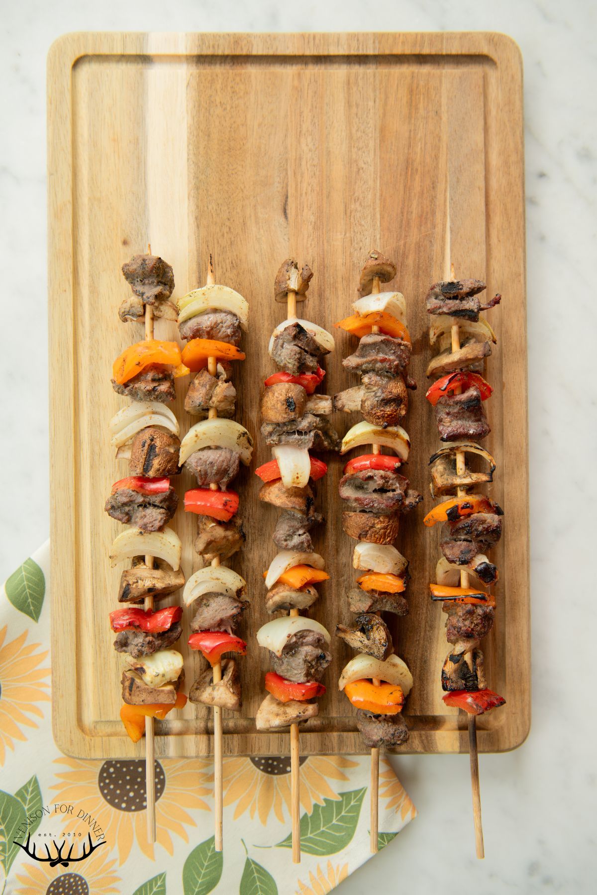 Venison kabobs ready to serve.