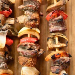 Grilled venison kabobs.