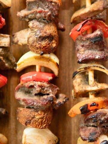 Grilled venison kabobs.