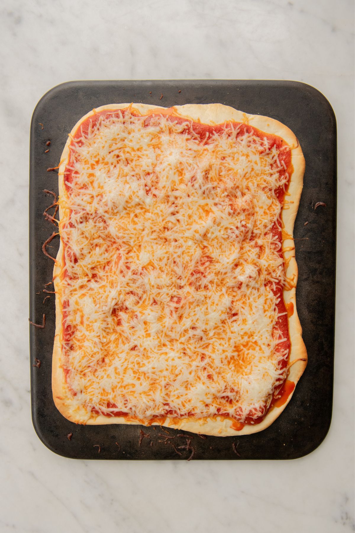 Baked sourdough discard pizza.