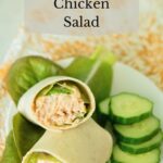 Buffalo chicken salad wrap on a plate.