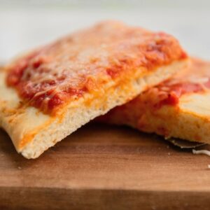 Sliced pizza from sourdough discard.
