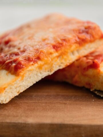 Sliced pizza from sourdough discard.
