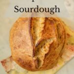 Baked loaf of spelt sourdough.