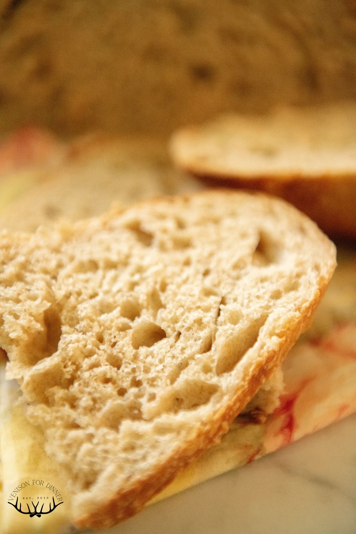Sliced spelt sourdough bread.
