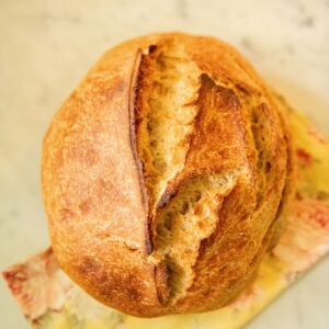 Loaf of spelt sourdough bread.